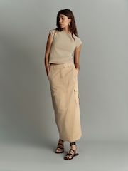 Stone Utility Midi 100% Cotton Skirt - Image 1 of 9