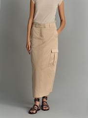 Stone Utility Midi 100% Cotton Skirt - Image 3 of 9