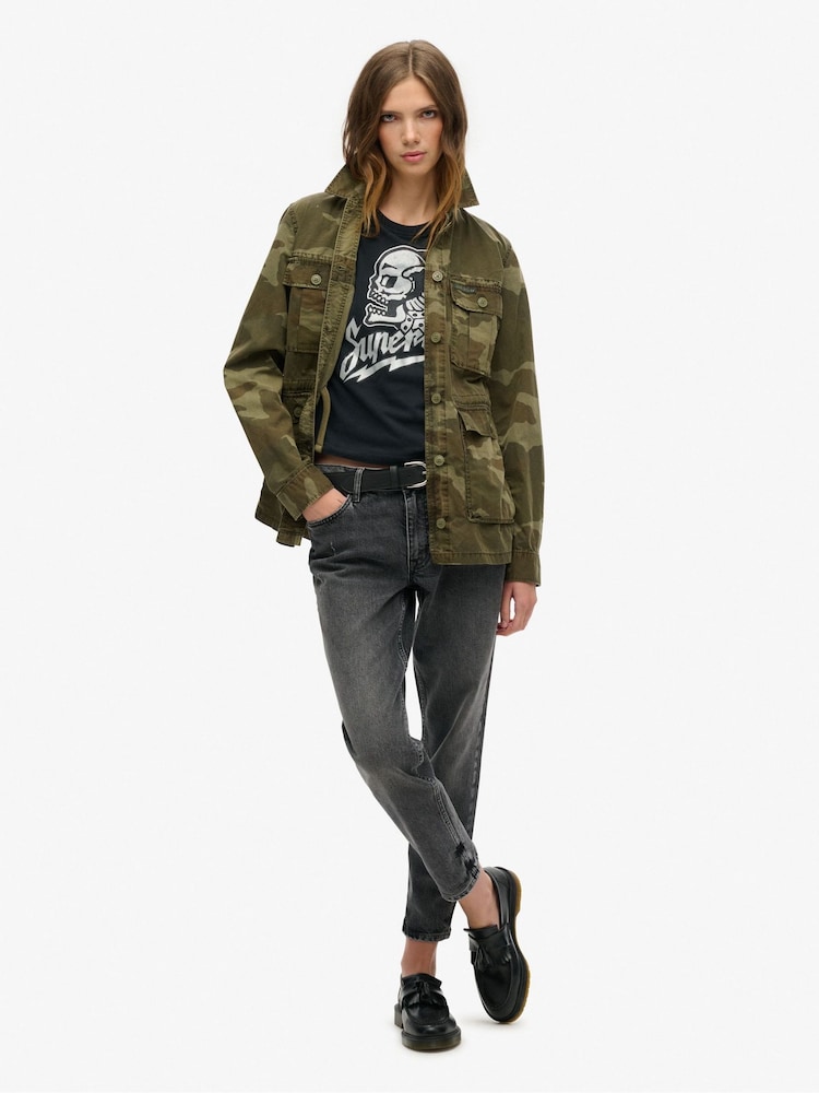 Superdry Jet Black 100% Cotton Embellished Poster Fitted T-Shirt - Image 2 of 5