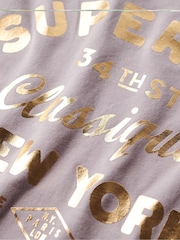 Superdry Brassica Lilac 100% Cotton Luxe Metallic Logo Relaxed T-Shirt - Image 5 of 5