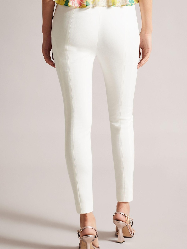 Ted Baker Natural Liroi High Waisted Leggings with Faux Popper Details - Image 2 of 4