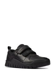 Clarks Black Multi Fit Leather Scooter Speed Kids Shoes - Image 2 of 7