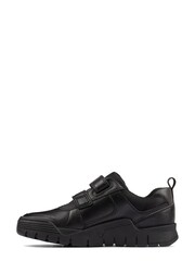 Clarks Black Multi Fit Leather Scooter Speed Kids Shoes - Image 4 of 7