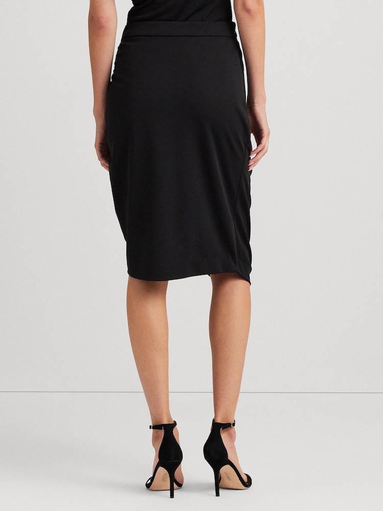 Lauren Ralph Lauren Paitlyn Buckle Trim Stretch Jersey Pencil Black Skirt - Image 2 of 7