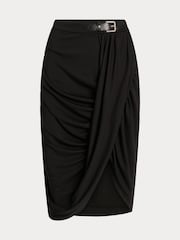 Lauren Ralph Lauren Paitlyn Buckle Trim Stretch Jersey Pencil Black Skirt - Image 7 of 7