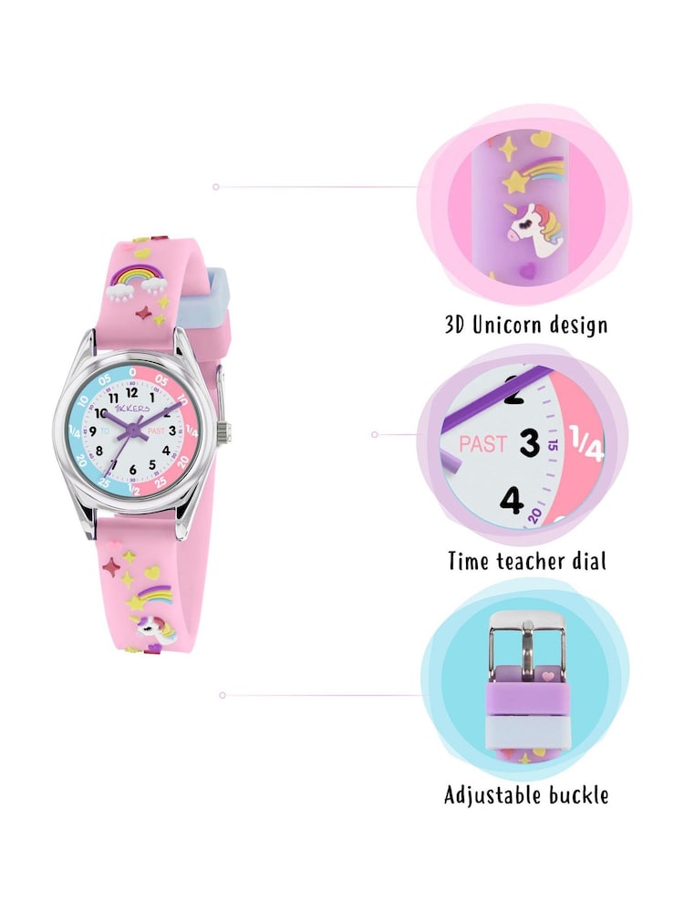 Peers Hardy Pink Peers Hardy Girls Tikkers Silicone Strap 3D Unicorn Watch - Image 5 of 5 Peers Hardy Pink Peers Hardy Girls Tikkers Silicone Strap 3D Unicorn Watch - Image 5 of 5