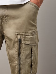 Stone Slim Fit Zip Detail Stretch Cargo Trousers - Image 6 of 14