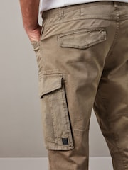 Stone Slim Fit Zip Detail Stretch Cargo Trousers - Image 7 of 14