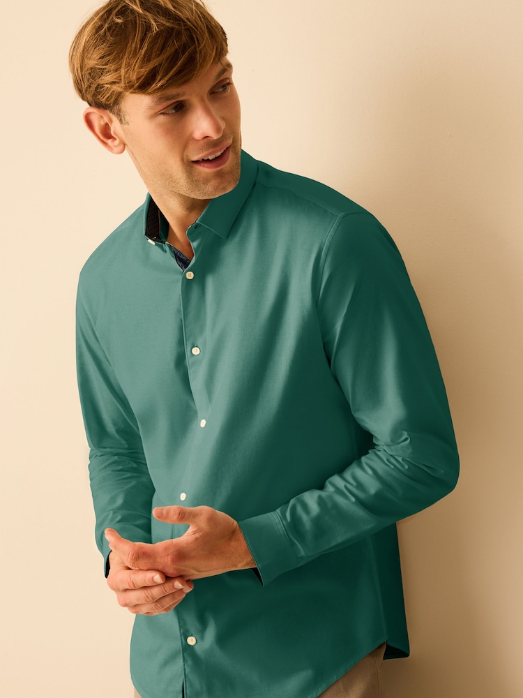 Blue Stretch Oxford Long Sleeve Shirt - Image 1 of 10