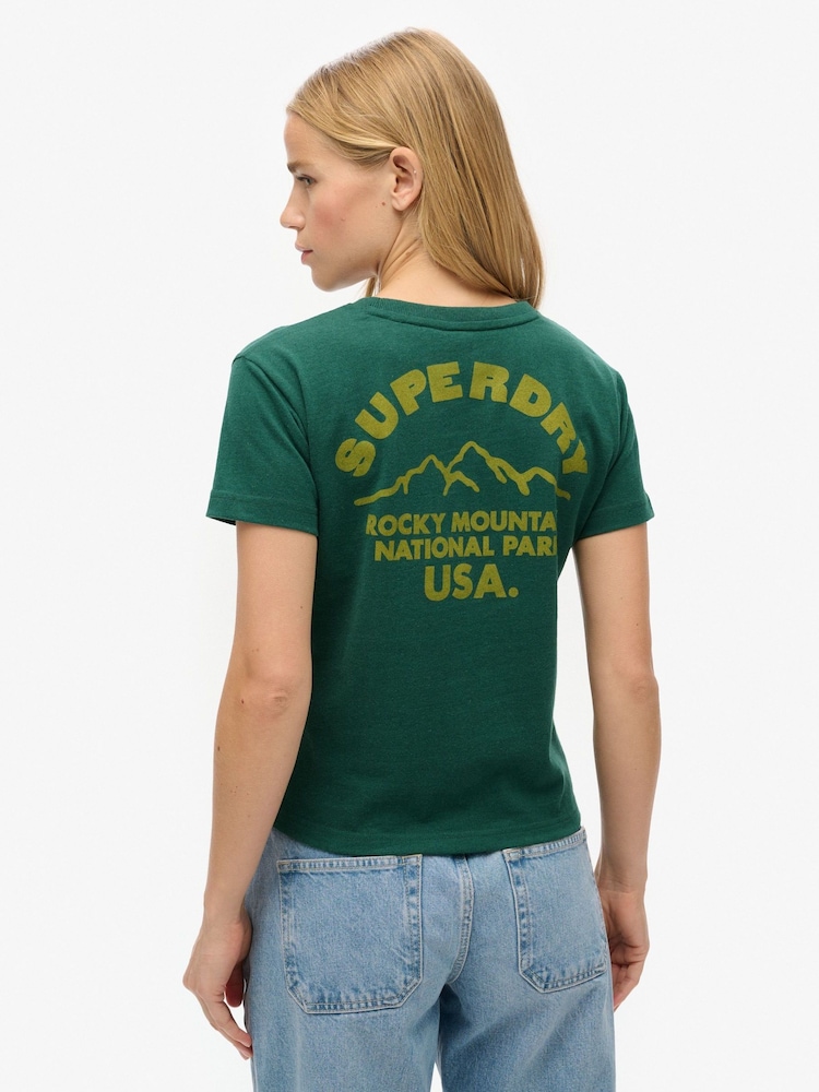 Superdry Green Marl Lo-Fi Outdoor Fitted T-Shirt - Image 2 of 4