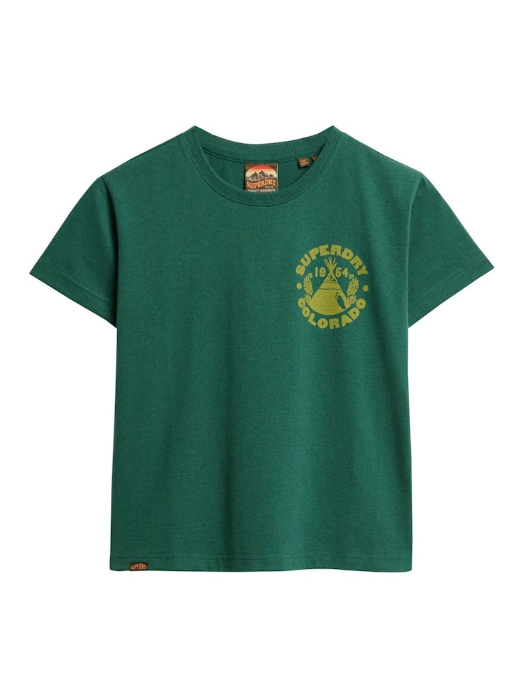 Superdry Green Marl Lo-Fi Outdoor Fitted T-Shirt - Image 4 of 4