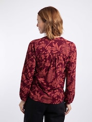 Weird Fish Brown Brooke Printed V-Neck Jersey Top - Image 2 of 7
