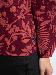 Weird Fish Brown Brooke Printed V-Neck Jersey Top - Image 5 of 7