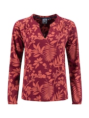 Weird Fish Brown Brooke Printed V-Neck Jersey Top - Image 6 of 7