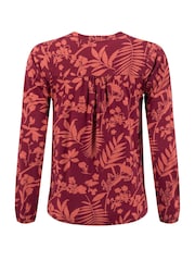 Weird Fish Brown Brooke Printed V-Neck Jersey Top - Image 7 of 7