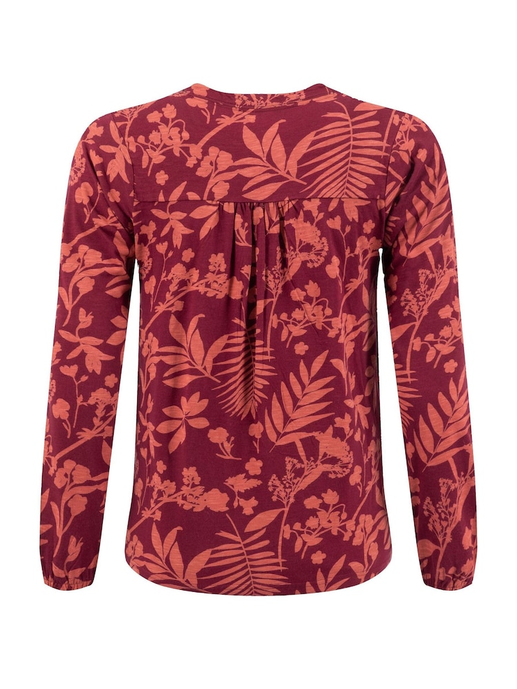 Weird Fish Brown Brooke Printed V-Neck Jersey Top - Image 7 of 7 Weird Fish Brown Brooke Printed V-Neck Jersey Top - Image 7 of 7
