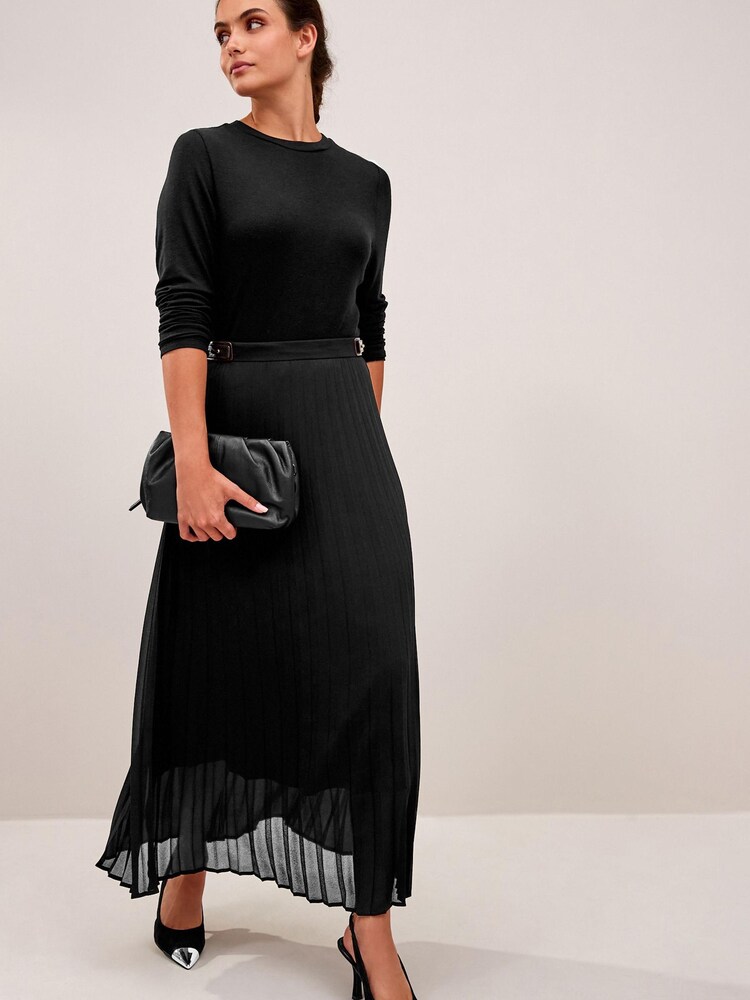 Black Midi Pleated Skirt - Image 1 of 6