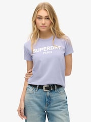 Superdry Dull Purple Sport Luxe Graphic Fitted T-Shirt - Image 1 of 5