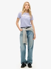 Superdry Dull Purple Sport Luxe Graphic Fitted T-Shirt - Image 2 of 5