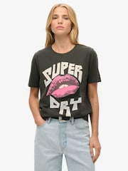 Superdry Washed Black Lo-Fi Punk Poster Relaxed 100% Cotton T-Shirt - Image 1 of 6