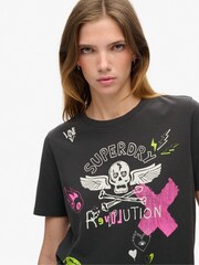 Superdry Bison Black Lo-Fi Punk Poster Relaxed 100% Cotton T-Shirt - Image 3 of 8