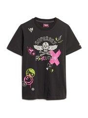 Superdry Bison Black Lo-Fi Punk Poster Relaxed 100% Cotton T-Shirt - Image 6 of 8