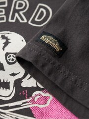 Superdry Bison Black Lo-Fi Punk Poster Relaxed 100% Cotton T-Shirt - Image 8 of 8