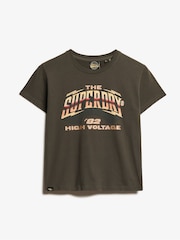 Superdry Vintage Black 70s Rock Band Cap Sleeve 100% Cotton T-Shirt - Image 4 of 5