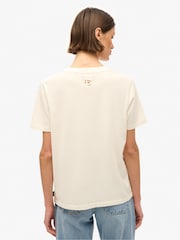 Superdry Cream 100% Cotton Tattoo Script Relaxed T-Shirt - Image 2 of 7