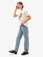 Superdry Cream 100% Cotton Tattoo Script Relaxed T-Shirt - Image 3 of 7