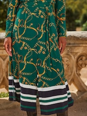 Sosandar Green Striped Hem Midi Shirt Dress - Image 5 of 5