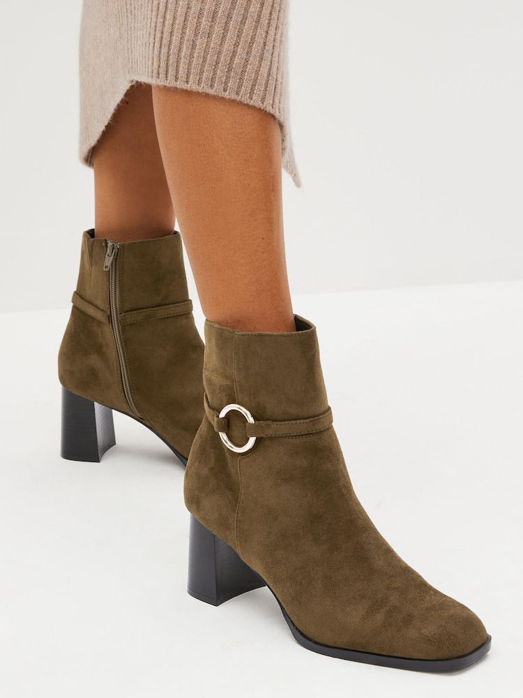 Kaki zelena - Gležnjarji s peto in oglatim sprednjim delom Forever Comfort® - Slika 1 iz 7