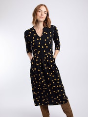 Weird Fish Blue Isolde Printed Jersey Midi Dress - Image 1 of 7