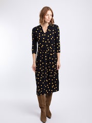 Weird Fish Blue Isolde Printed Jersey Midi Dress - Image 3 of 7
