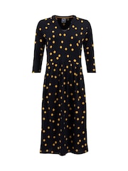 Weird Fish Blue Isolde Printed Jersey Midi Dress - Image 7 of 7