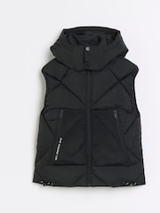 River Island Black Boys Hooded Oversized Gilet - Image 1 of 3