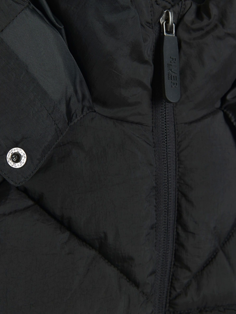 River Island Black Boys Hooded Oversized Gilet - Image 3 of 3