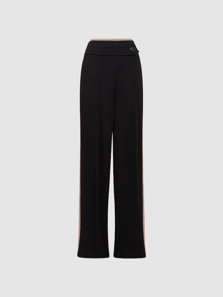 Reiss Black/Pink Lina High Rise Wide Leg Trousers - Image 2 of 5