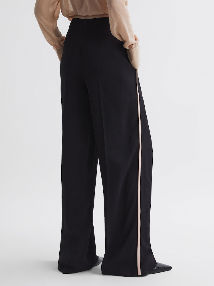Reiss Black/Pink Lina High Rise Wide Leg Trousers - Image 5 of 5