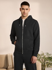Black Zip Through Hoodie - Image 1 of 8