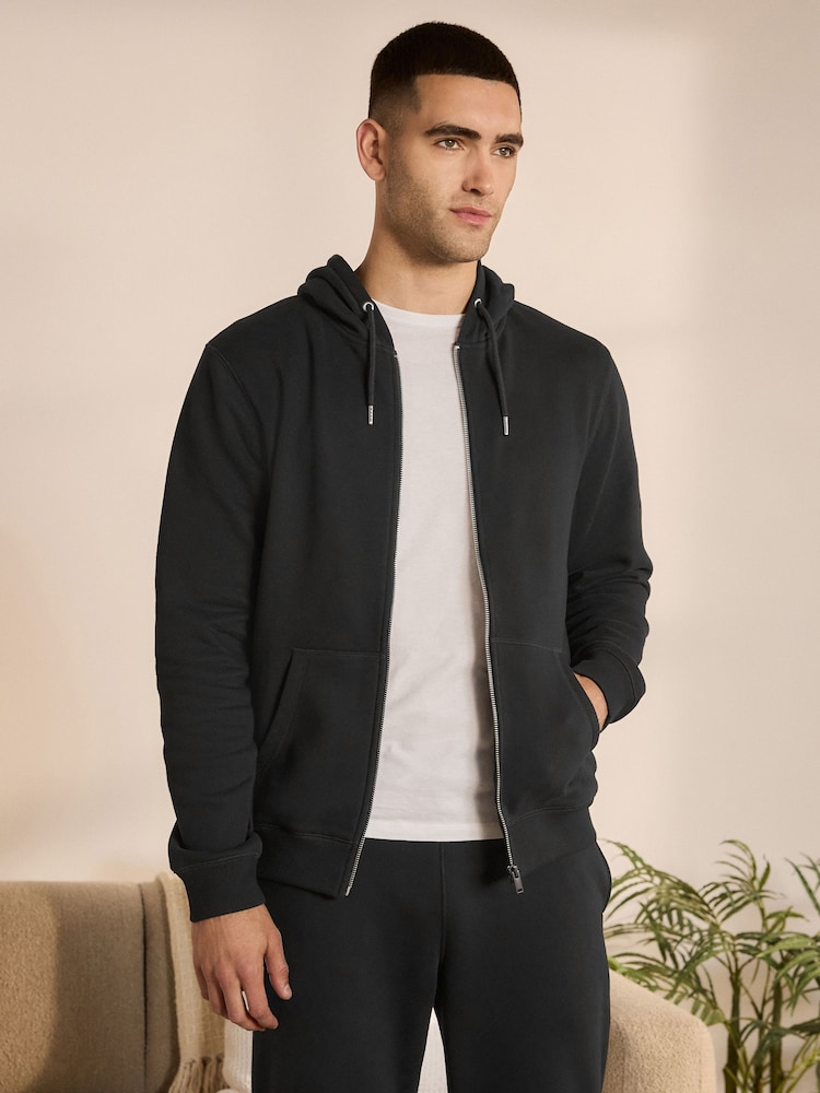 Black Zip Through Hoodie - Image 3 of 8
