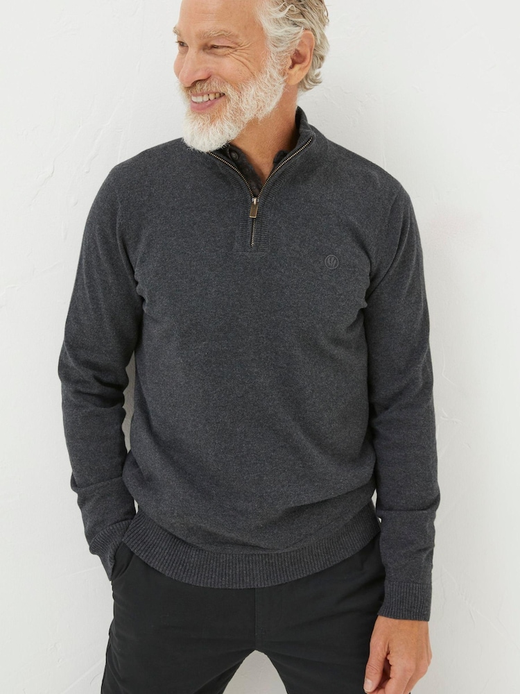 FatFace Grey Braunton Half Zip Jumper - Image 1 of 4
