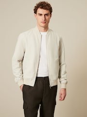 Ecru Shower Resistant Bomber Jacket - Image 1 of 10