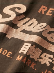 Superdry Deep Khaki Green Slub Embellished VL Graphic 100% Cotton T-Shirt - Image 5 of 5