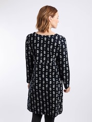 Weird Fish Blue Hope Cotton Printed V-Neck Jersey Dress - Image 2 of 6