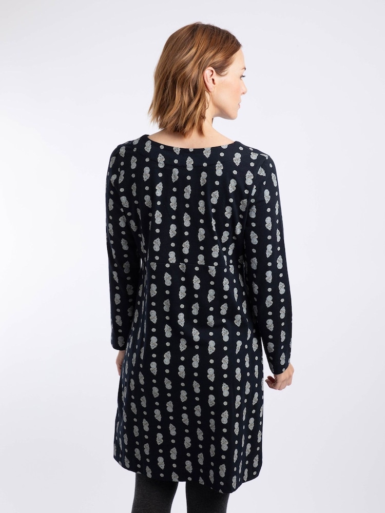 Weird Fish Blue Hope Cotton Printed V-Neck Jersey Dress - Image 2 of 6 Weird Fish Blue Hope Cotton Printed V-Neck Jersey Dress - Image 2 of 6