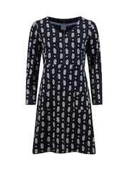 Weird Fish Blue Hope Cotton Printed V-Neck Jersey Dress - Image 5 of 6