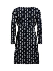 Weird Fish Blue Hope Cotton Printed V-Neck Jersey Dress - Image 6 of 6