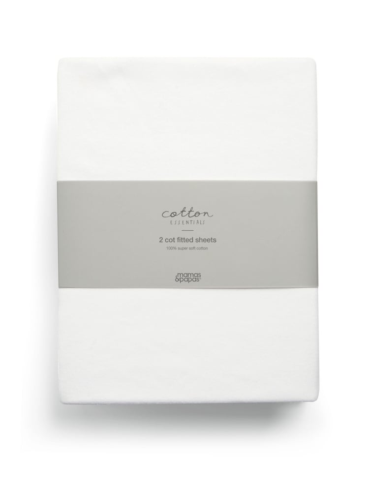 Mamas & Papas 2 Pack White Fitted 100% Cotton Cot Sheets - Image 2 of 2