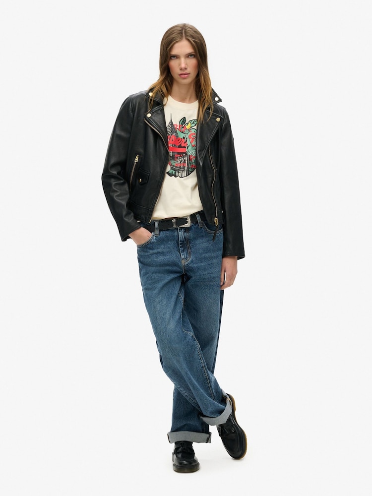 Superdry Rice White 100% Cotton New York Vl Relaxed T-Shirt - Image 2 of 5